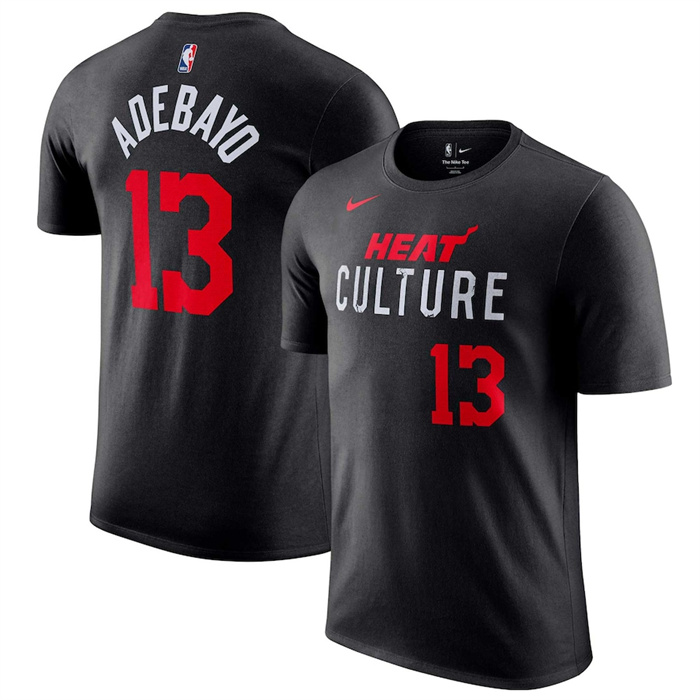 Men's Miami Heat #13 Bam Adebayo Black 2023/24 City Edition Name & Number T-Shirt